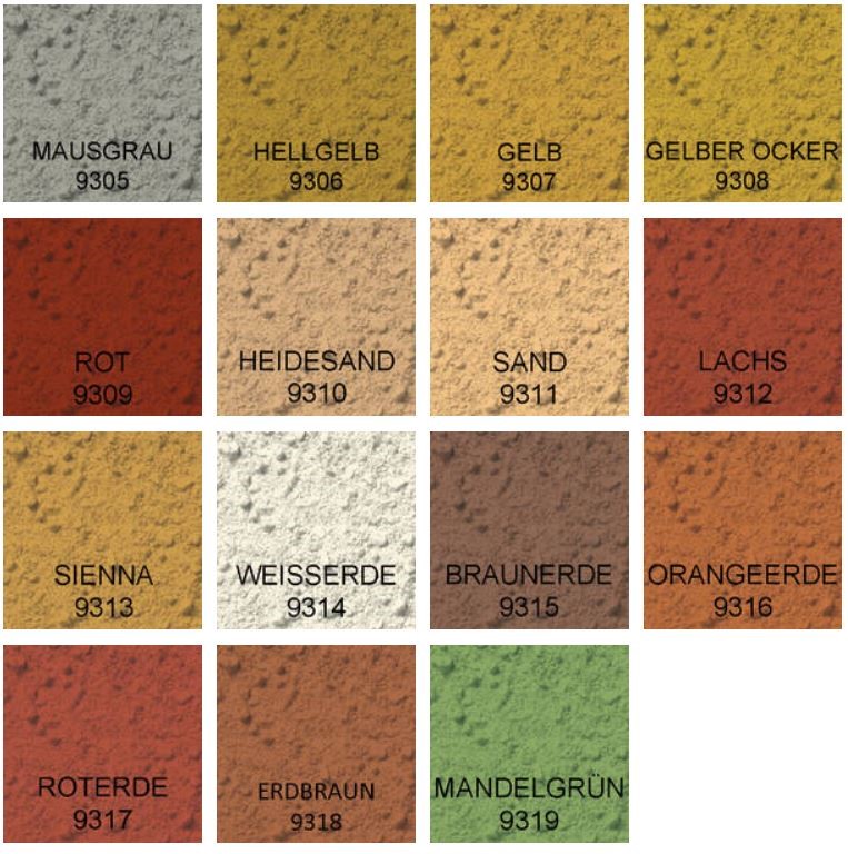 Bild: Lehmputz in verschiedenen Farbvarianten zur Reduktion von allergischen Belastungen